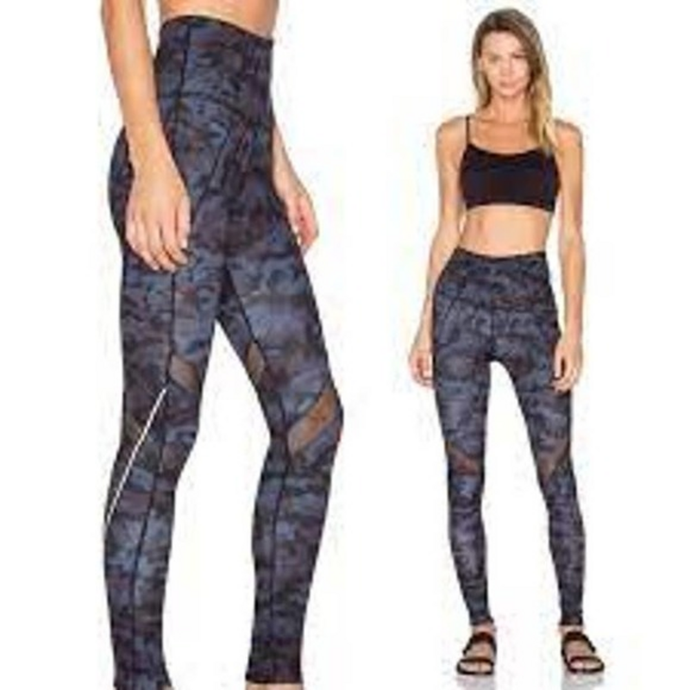 SPLITS59 2 Piece Set Blue & Purple Camo Athletic Yoga Pants & Crop Top Set
